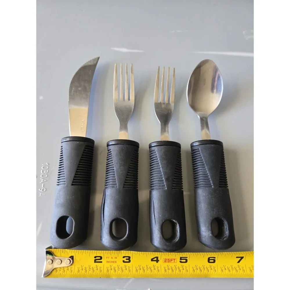 VIVE Weighted Adaptive Silverware Set Easy Grip Handles Arthritis Disability Aid